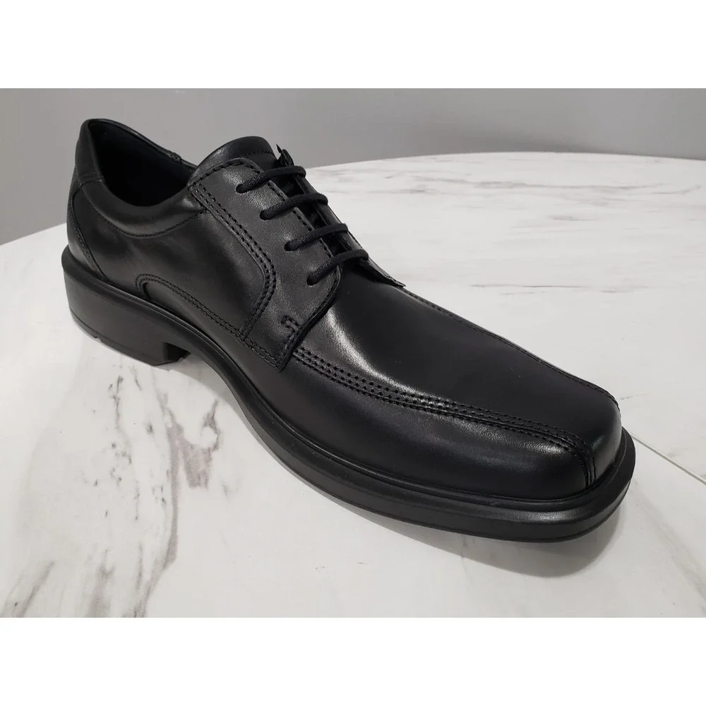 NEW Ecco Helsinki 2 Leather Derby Shoes Square Toe Black Size US 10-10.5 EU44